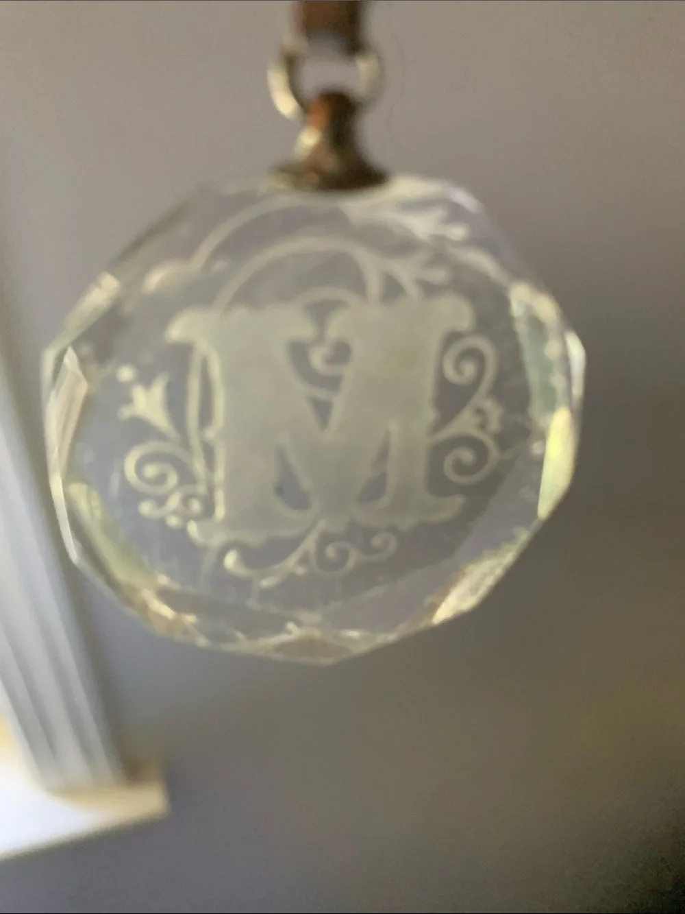Faceted Crystal Initial M Keychain - Clear